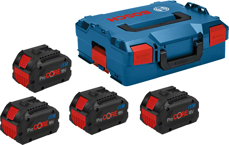 Bosch Professional Akkupack 4x ProCore GBA 18V 5.5 Ah in L-Boxx