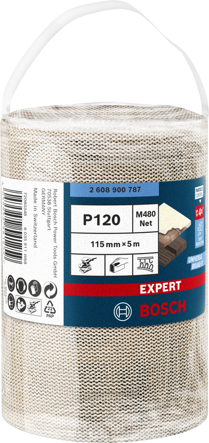 Bosch Expert Schleifnetzrolle M480 für Handschleifen 115 x 5000 mm P100 2608900786