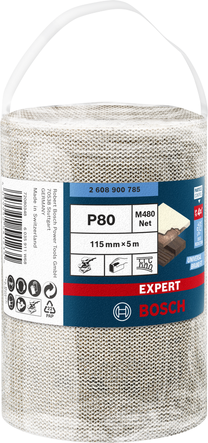 Bosch Expert Schleifnetzrolle M480 für Handschleifen 115 x 5000 mm P80 2608900785