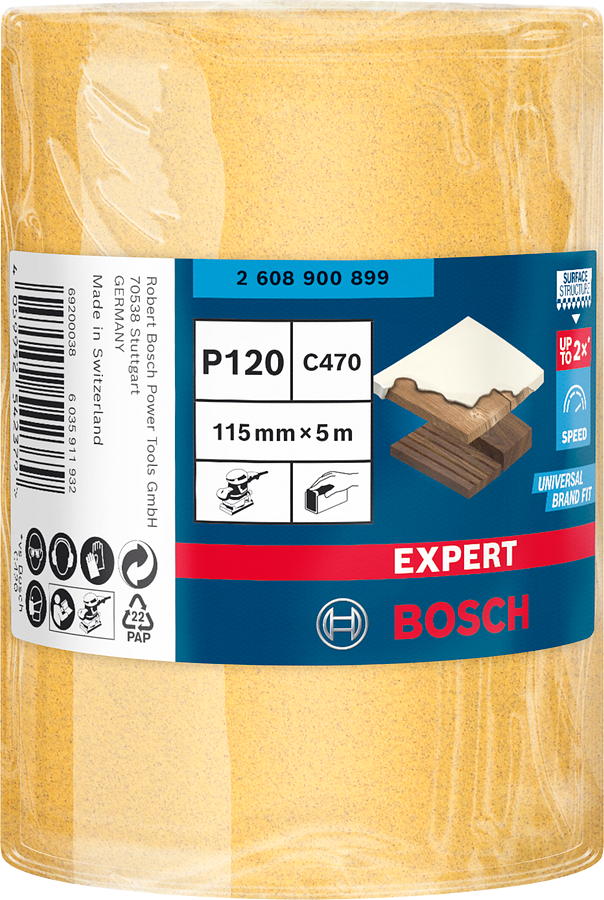 Bosch Expert Schleifpapierrolle C470 zum Handschleifen 115 x 5000 mm P120 2608900899