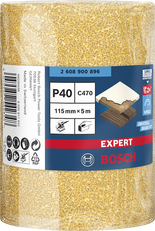 Bosch Expert Schleifpapierrolle C470 zum Handschleifen 115 x 5000 mm P40 2608900896