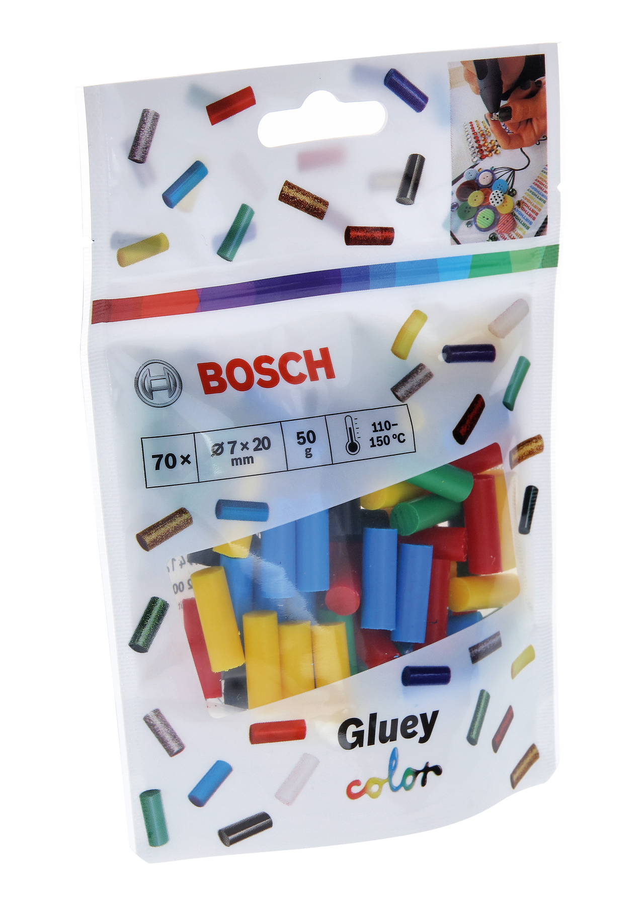 Bosch Gluey Klebesticks 7x20 mm 70 Stk. bunt