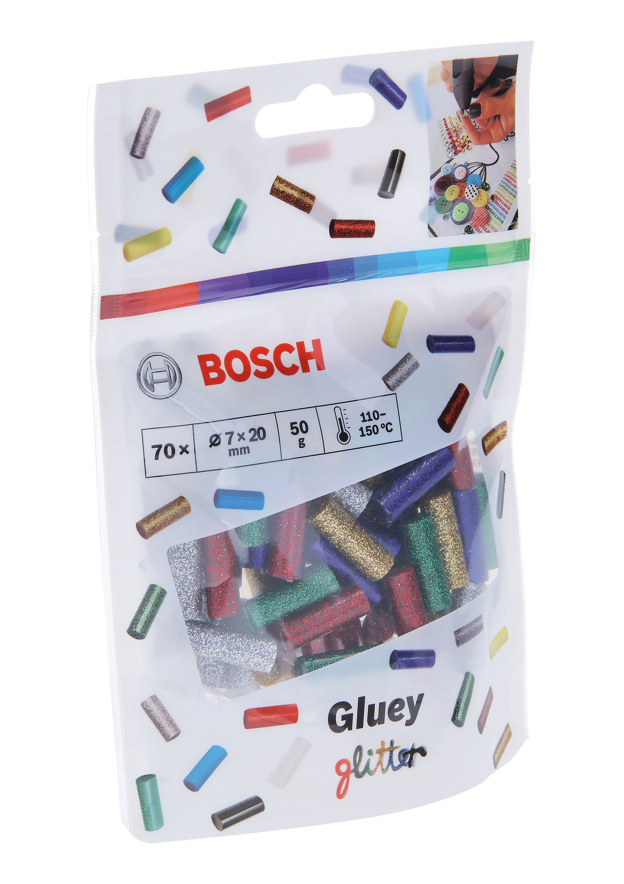 Bosch Gluey Klebesticks 7x20 mm 70 Stk. glitter