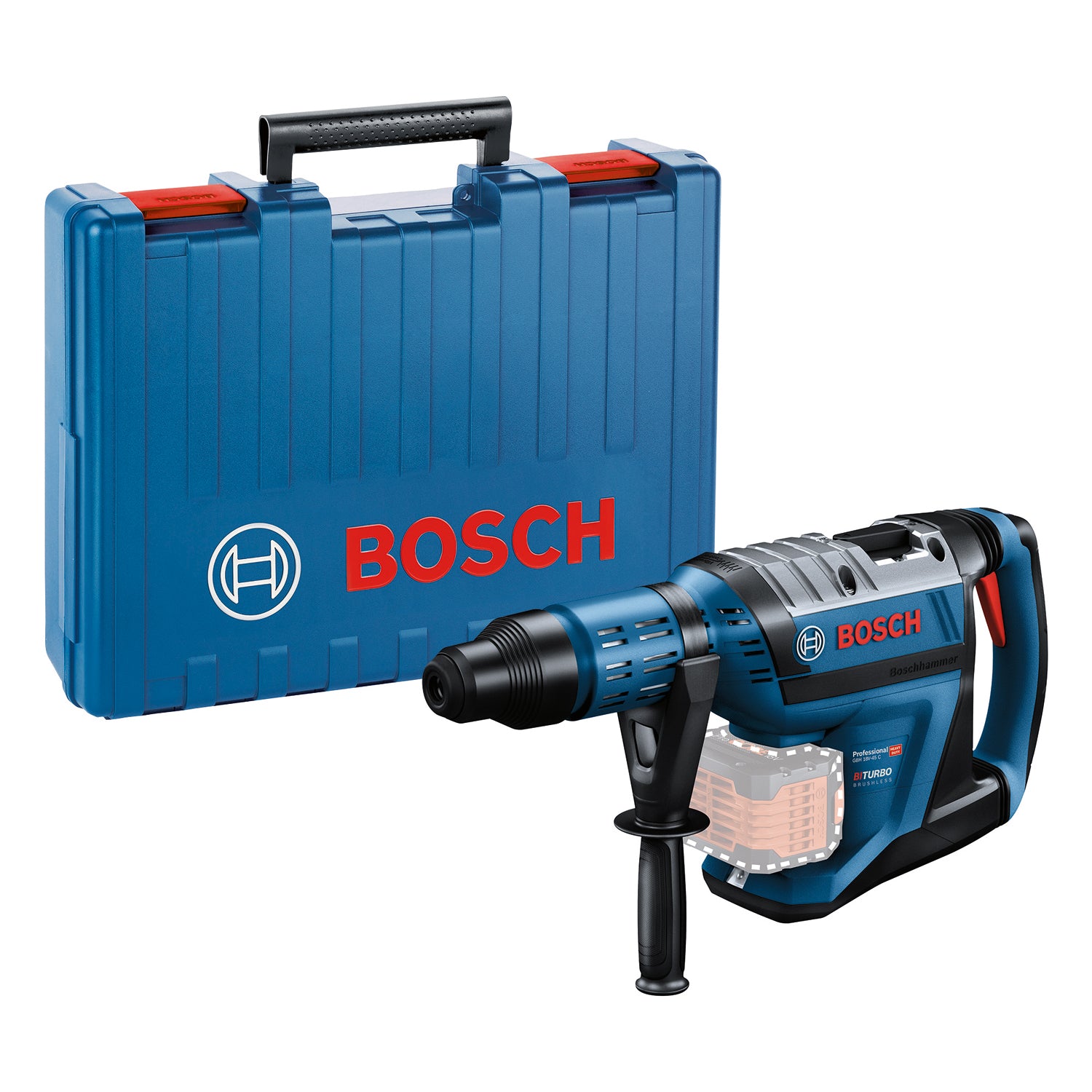 Bosch Professional GBH 18V-45 C Akku-Bohrhammer BITURBO 12.5 Joule mit SDS Max ohne Akku/Lader im Handwerkerkoffer