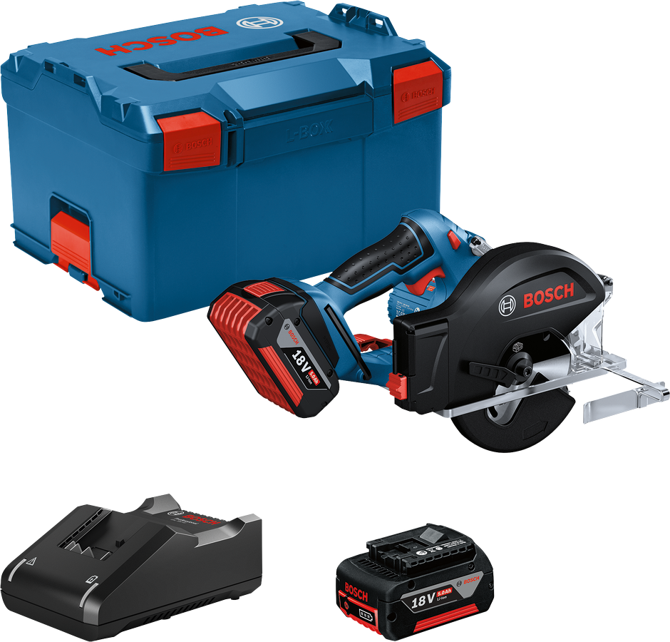 Bosch Professional GKM 18V-50 Akku-Metall-Kreissäge 136 mm mit 2x5,0 Ah und Lader in L-Boxx 238