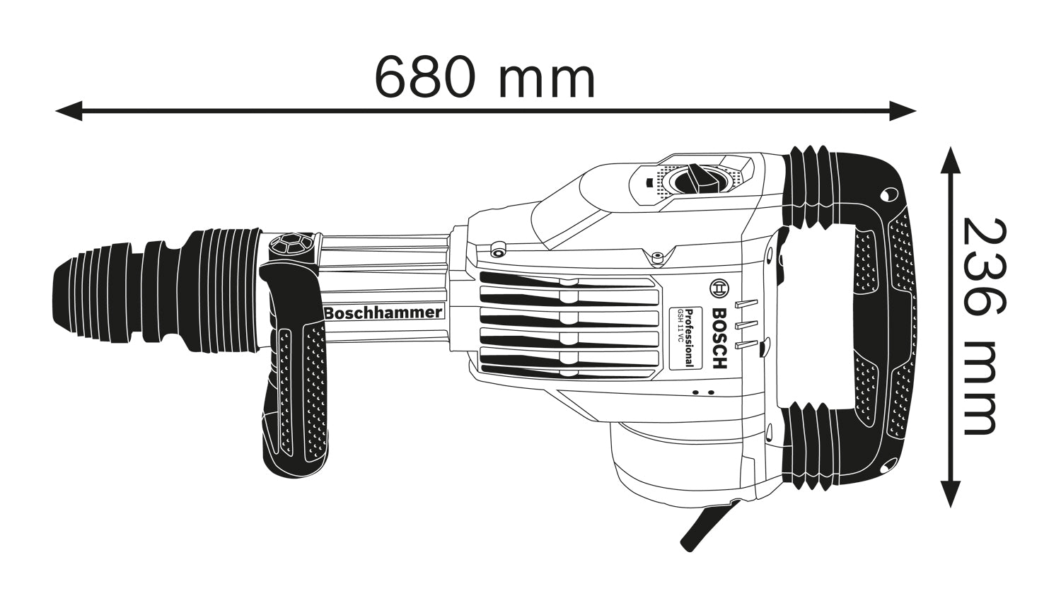 Bosch Professional GSH 11 VC Schlaghammer mit SDS-max 23 Joule im Handwerkerkoffer