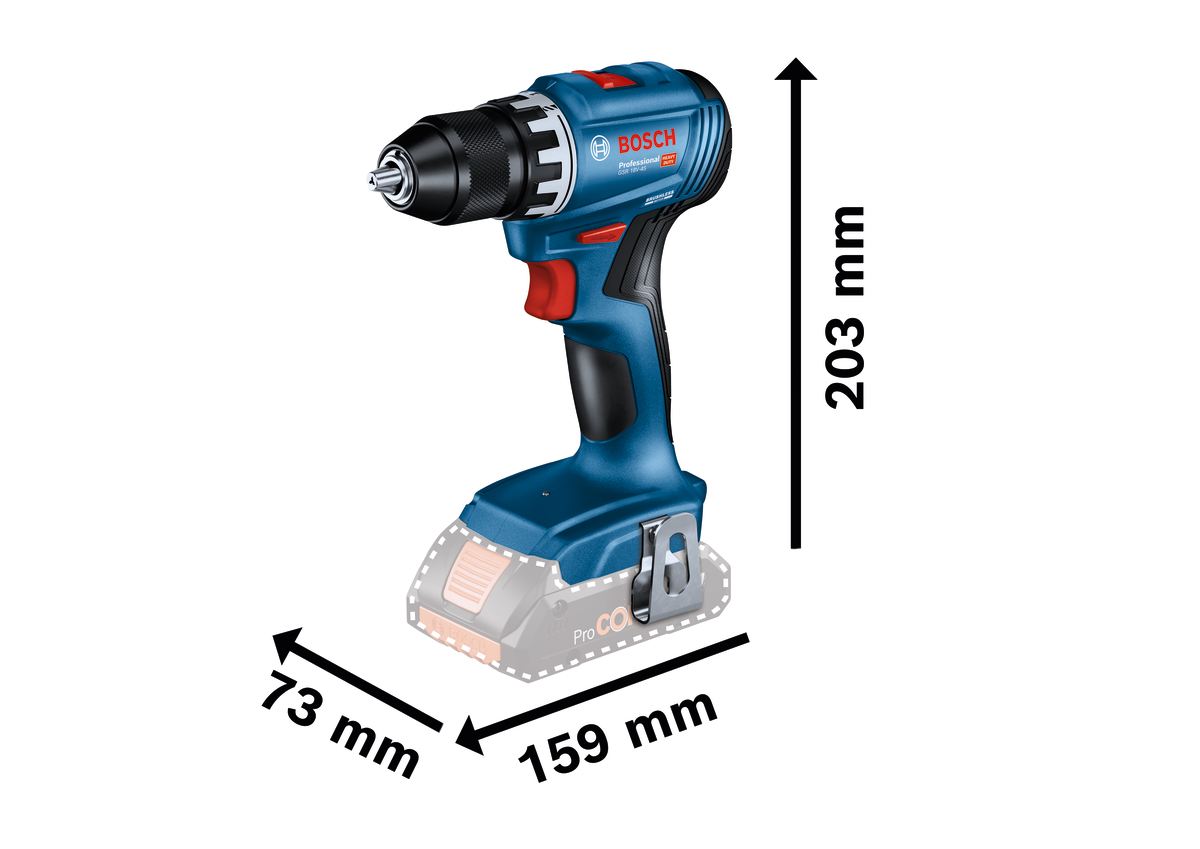 Bosch Professional GSR 18V-45 Akku-Bohrschrauber bürstenlos mit 45 Nm ohne Akku/Lader in L-Boxx