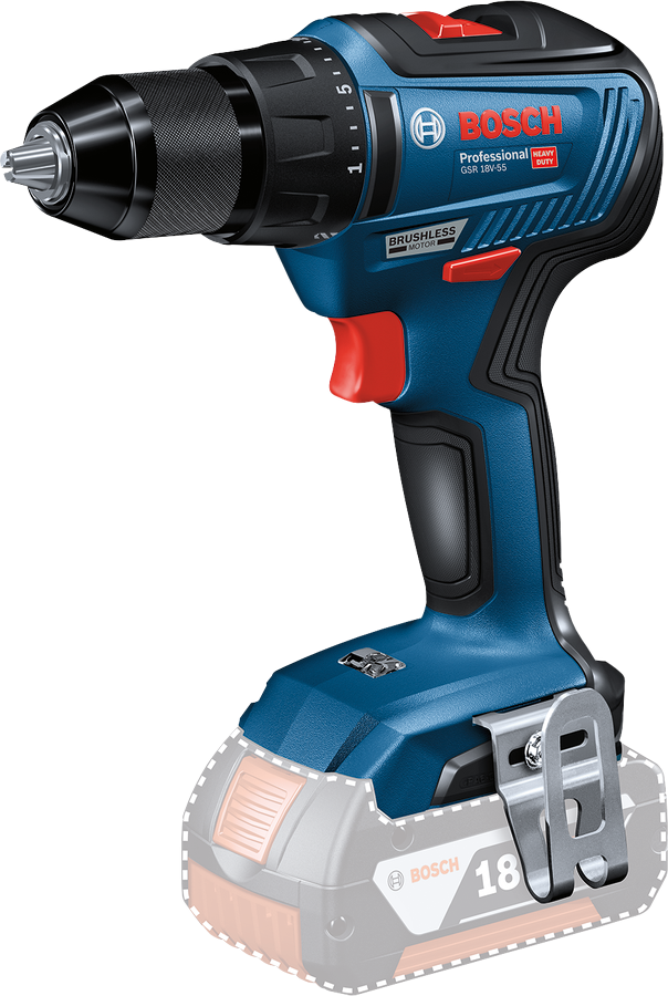 Bosch Professional GSR 18V-55 Akku-Bohrschrauber bürstenlos 55 Nm mit Einlage ohne Akku und Ladegerät im Karton