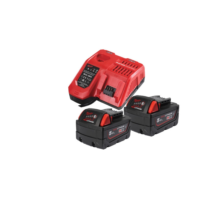 Milwaukee 18 V StarterSet M18 NRGCR-502 NRG KIT Chemieresistent 2x18V 5.0 Ah + M12-18 FC (4932479831)