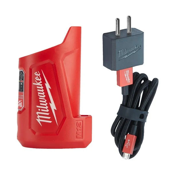 Milwaukee M12 TC Ladegerät mit USB-Stecker und Kabel 2.1 A Ladestrom (4932459450)