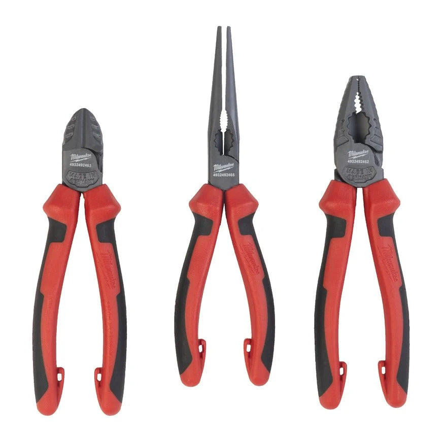 Milwaukee Zangenset Seitenschneider 160 mm, Langbeck-Rundzange 205 mm, Kombizange 180 mm 3tlg. (4932492773)