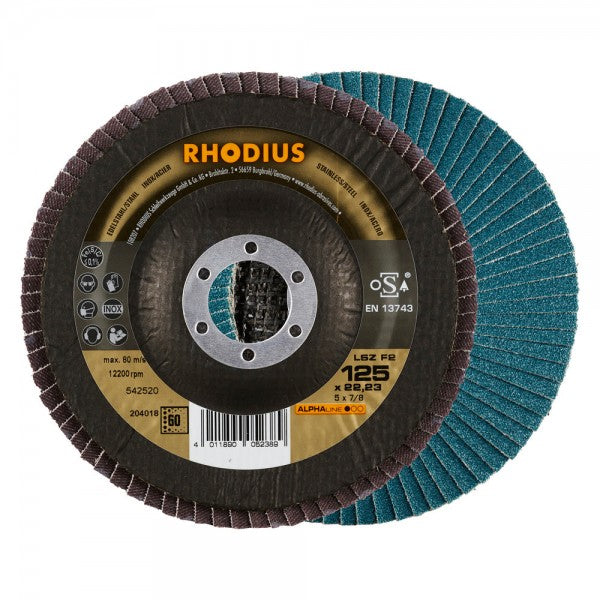 Rhodius Lamellenscheibe LSZ F2 Ø 125 x 22.23 K60 40 Stk. im Karton (208412)